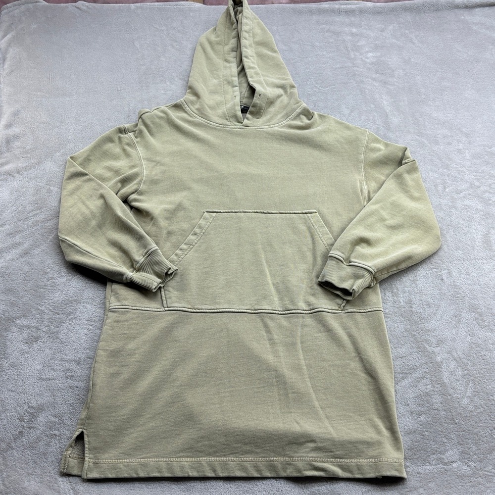7 For All Mankind Hoodie Tunic Womens M Olive Green Longline Loungewear Casual